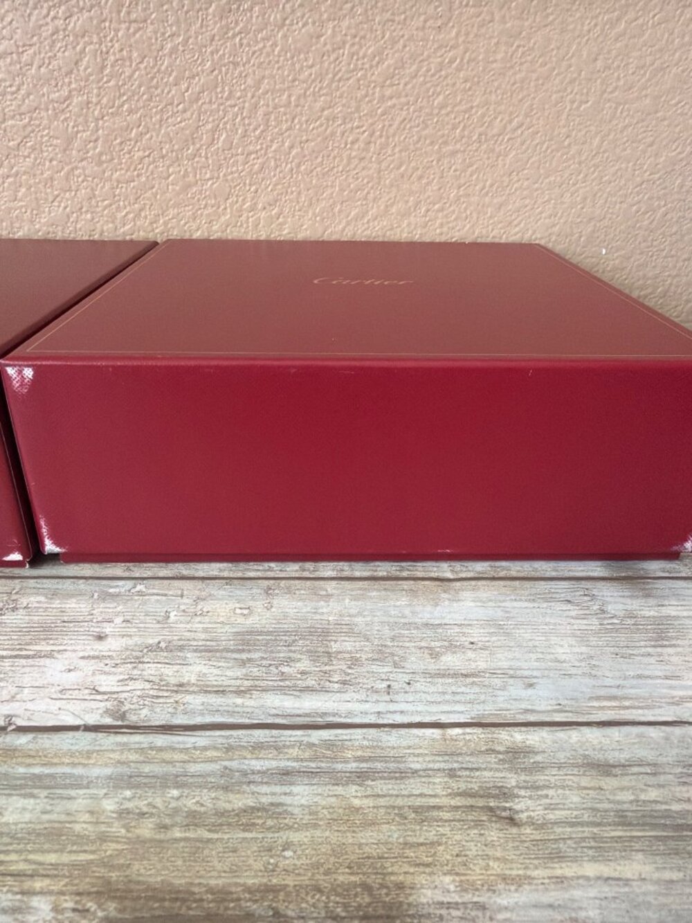 Set of 3 Cartier Red Presentation Jewelry Boxes Gold Logo - Empty - Picture 5 of 16